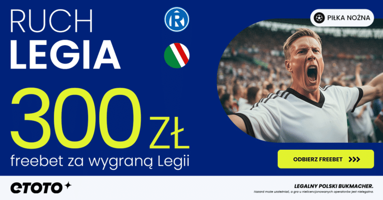 Ruch Chorzów – Legia: darmowe 300 zł w Etoto (09.02)