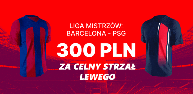 Barcelona – PSG: 300 zł za celny strzał Lewego | promocja Superbet