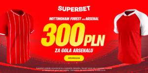 Nottingham - Arsenal 300 zł w Superbet (17.01)