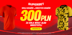 Wisła Kraków - Wieczysta 300 zł w Superbet (20.02)