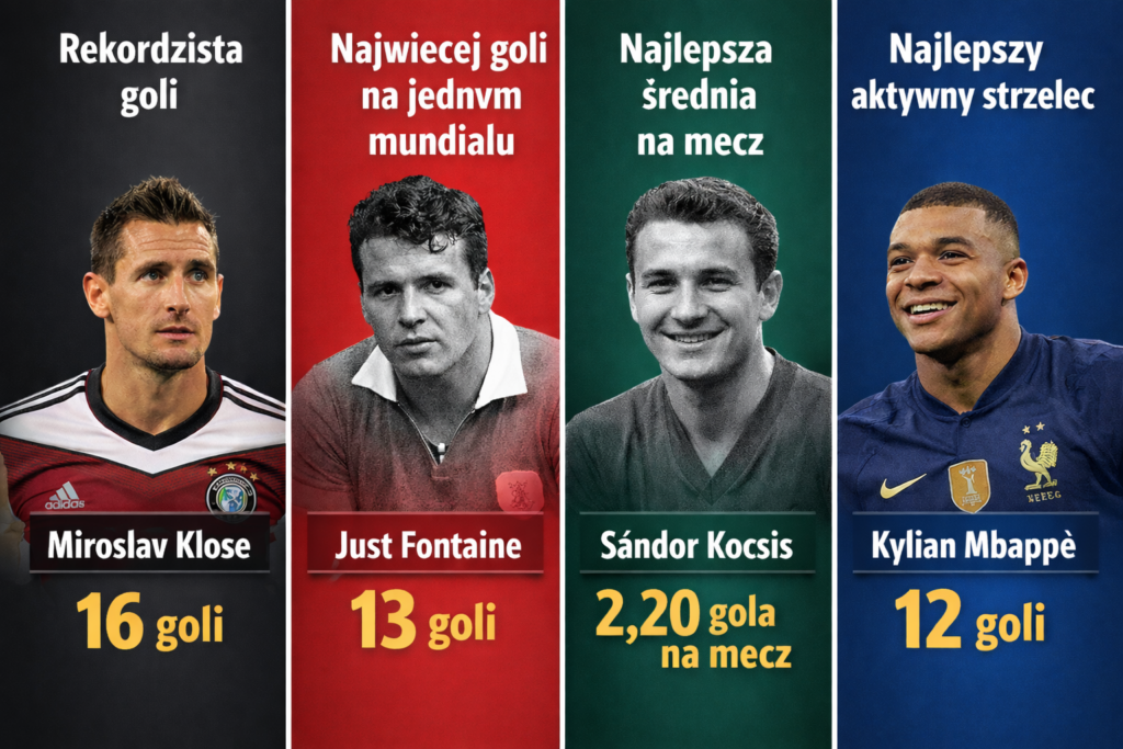 Rekordy strzeleckie Mistrzostw Świata - Miroslav Klose, Just Fontaine, Sandor Kocsis i Kylian Mbappe