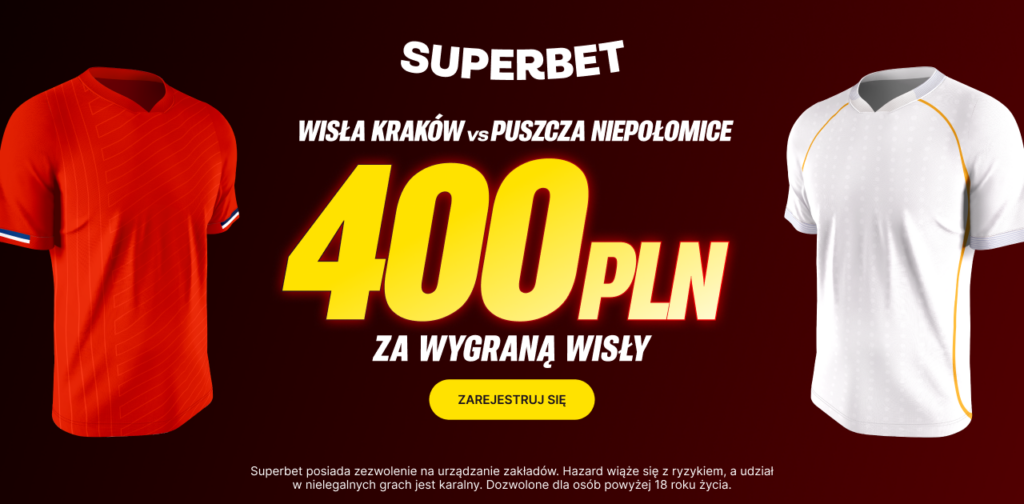 Wisła Kraków - Puszcza 400 zł w Superbet (24.04)