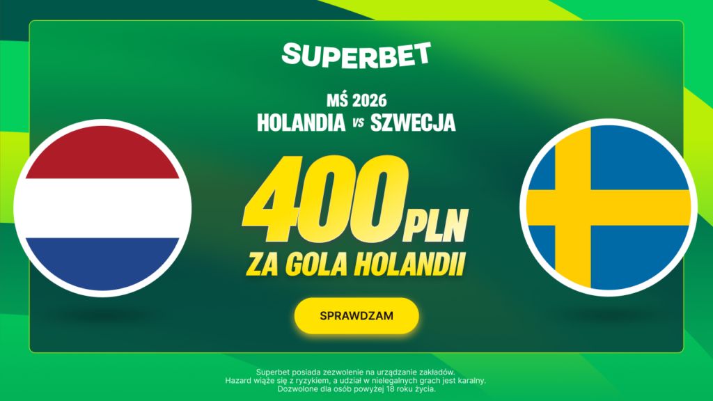 Holandia - Szwecja 400 zł w Superbet (20.06)
