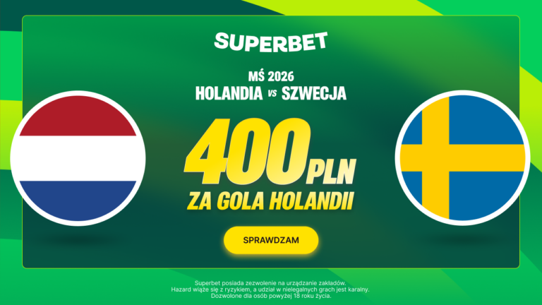 Holandia – Szwecja: Superbet 400 zł za gola (20.06)