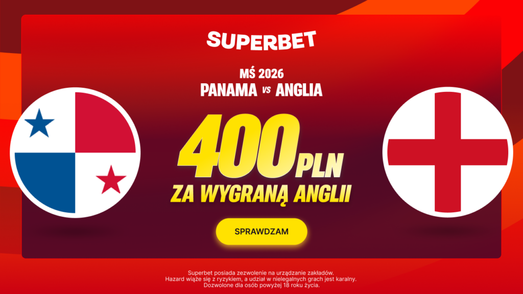 Panama - Anglia 400 zł w Superbet (27.06)
