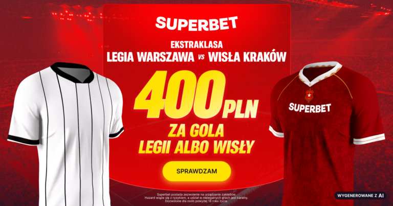 Legia – Wisła Kraków: 400 zł w promocji Superbet za gola (11.10)